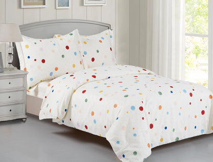 Violet Linen French Dotty Colorful Polka Dots Pattern Bedding Duvet Cover Set