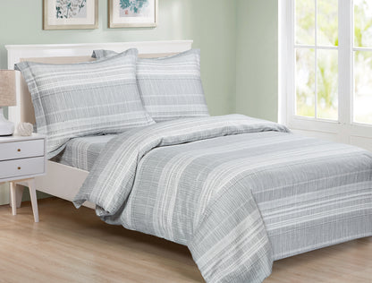 Violet Linen French Exquisite Stripes Pattern Bedding Duvet Cover Set