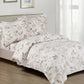 Violet Linen French Mosaic Neutral Botanical Leaf Pattern Bedding Duvet Cover Set
