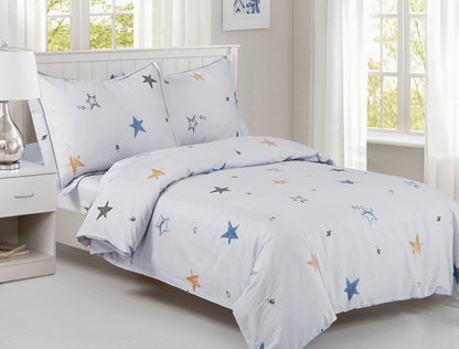 Violet Linen French Stars Planets Patterns Bedding Duvet Cover Set