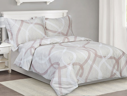 Violet Linen French Chain Ribbons Pattern Bedding Duvet Cover Set