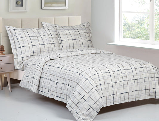 Violet Linen French Hexagon Plaid Pattern Bedding Duvet Cover Set