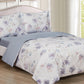 Violet Linen French Lavender Rose Wildflower Pattern Bedding Duvet Cover Set