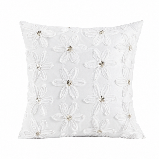 Violet Linen Florance Daisy Floral Pattern Decorative Accent Throw Pillow Cover