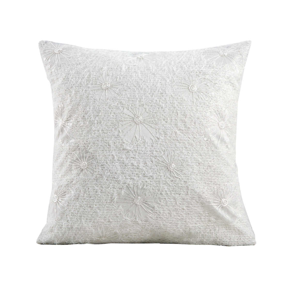 Violet Linen String Daisies Floral Petal Lace Pattern Decorative Accent Throw Pillow Cover