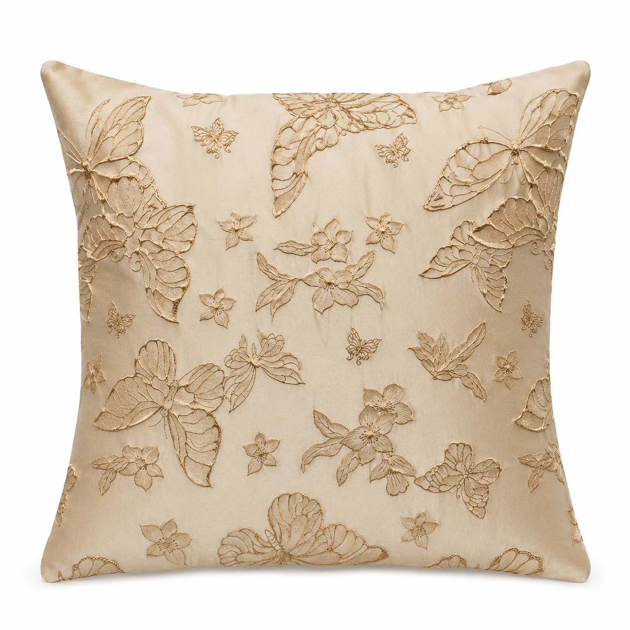 Violet Linen Tivoli Art Floral Butterflies Botanical Pattern Decorative Accent Throw Pillow Cover