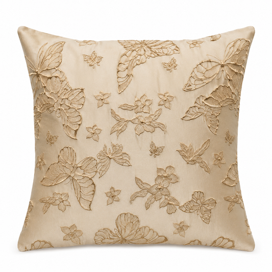 Violet Linen Tivoli Art Floral Butterflies Botanical Pattern Decorative Accent Throw Pillow Cover