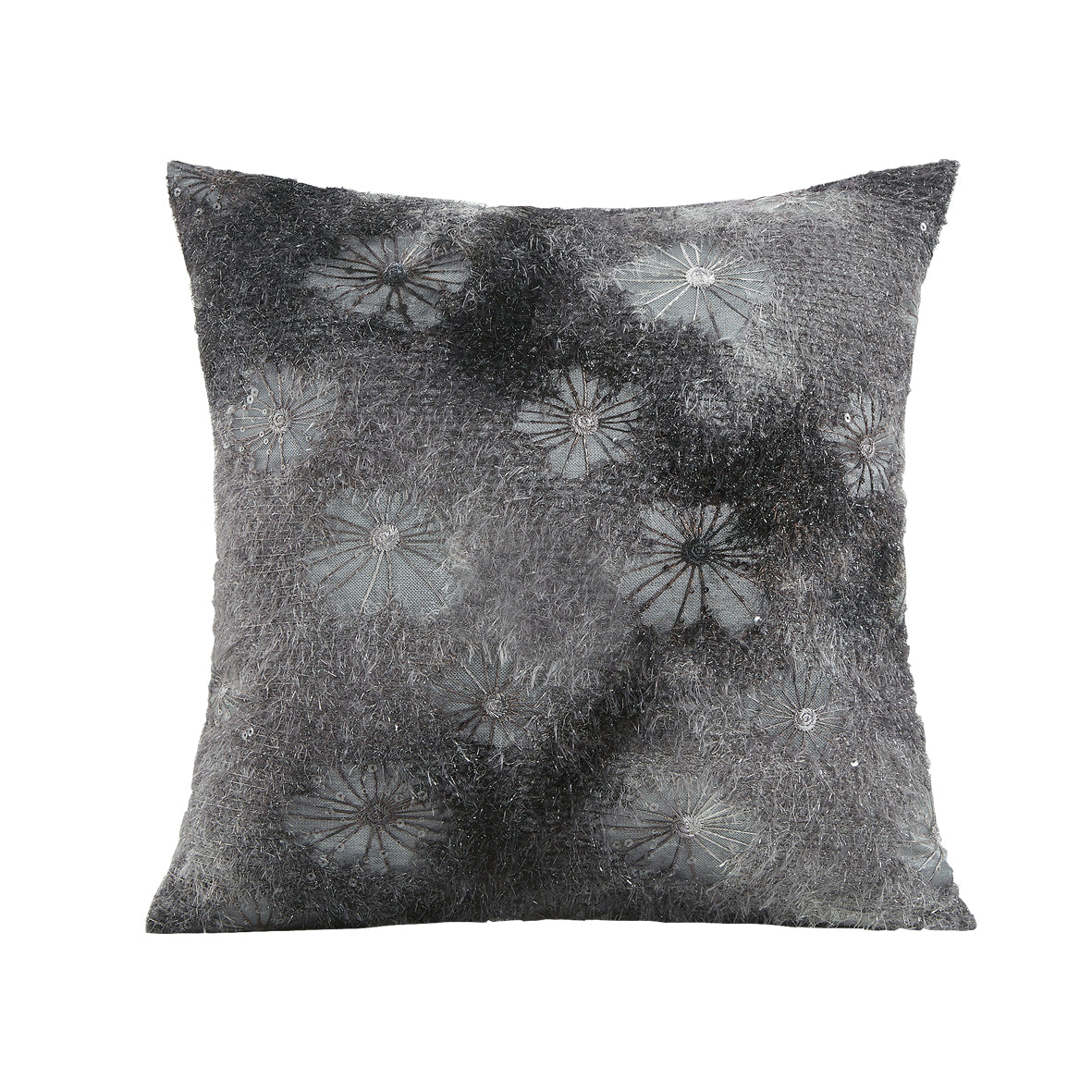 Violet Linen String Daisies Floral Petal Lace Pattern Decorative Accent Throw Pillow