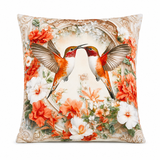 Violet Linen Vintage Spring Blossom Garden Pattern Decorative Accent Throw Pillow