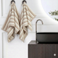 Violet Linen Majestic Stripe Pattern Hand Towels Set of Two