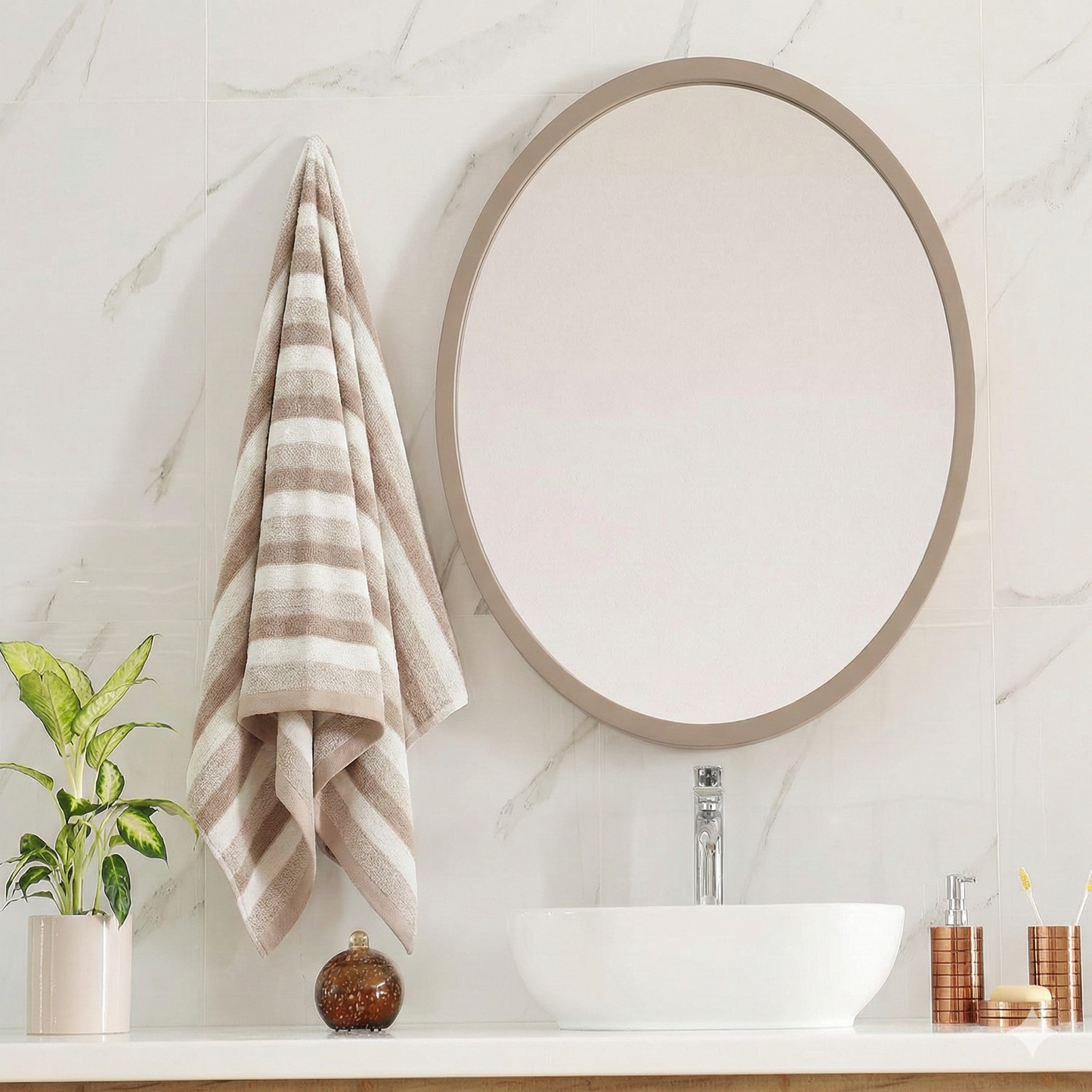 Violet Linen Majestic Stripe Pattern Hand Towels Set of Two