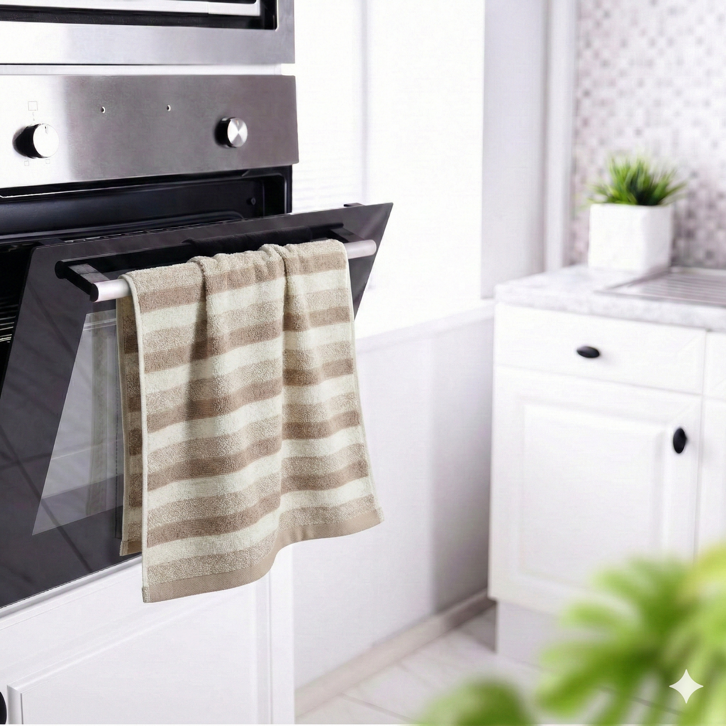 Violet Linen Majestic Stripe Pattern Hand Towels Set of Two