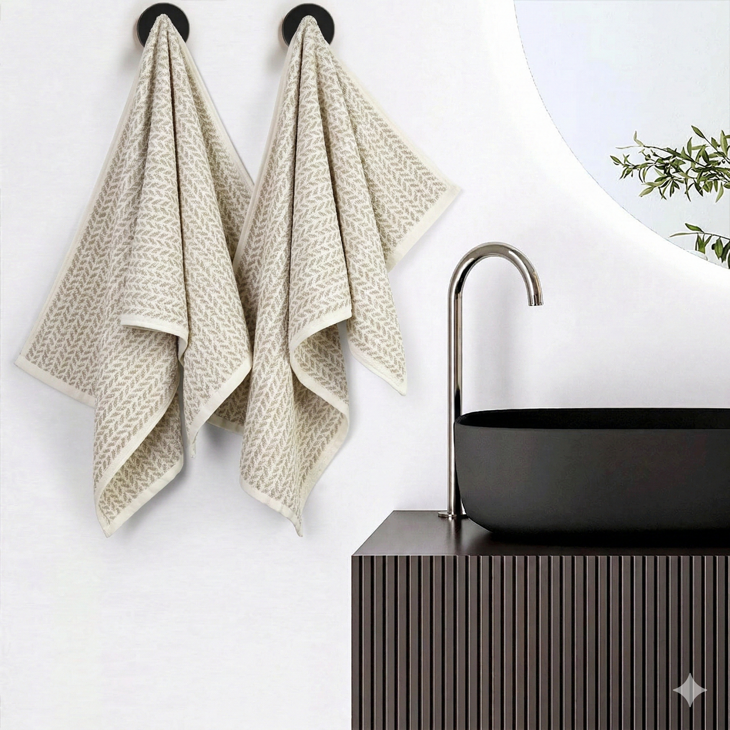 Violet Linen Versailles Herringbone Chevron Leaf Pattern Hand Towels Set of Two