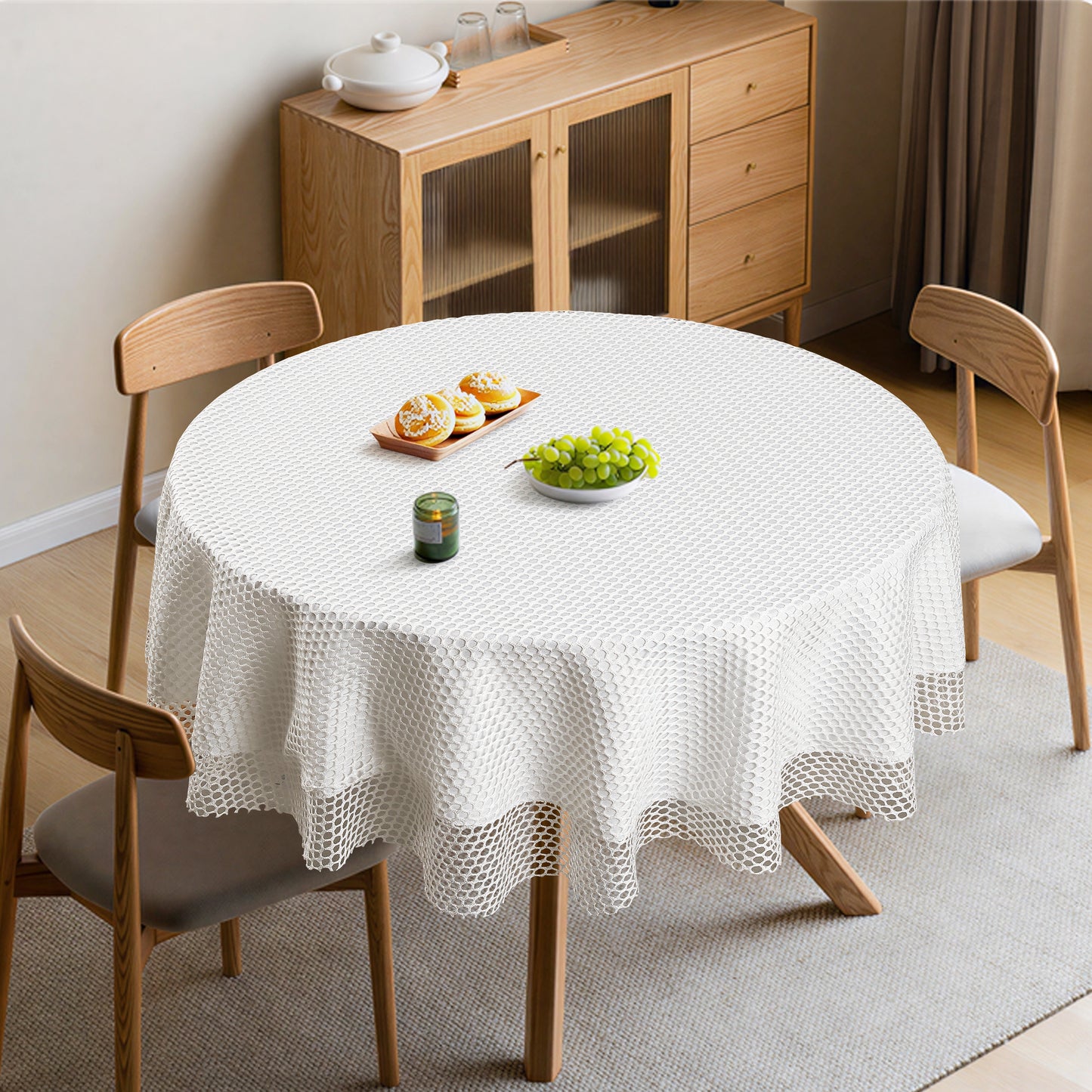 Violet Linen New Orleans Geometric Honeycomb Micro Waffle Lace Pattern Tablecloths