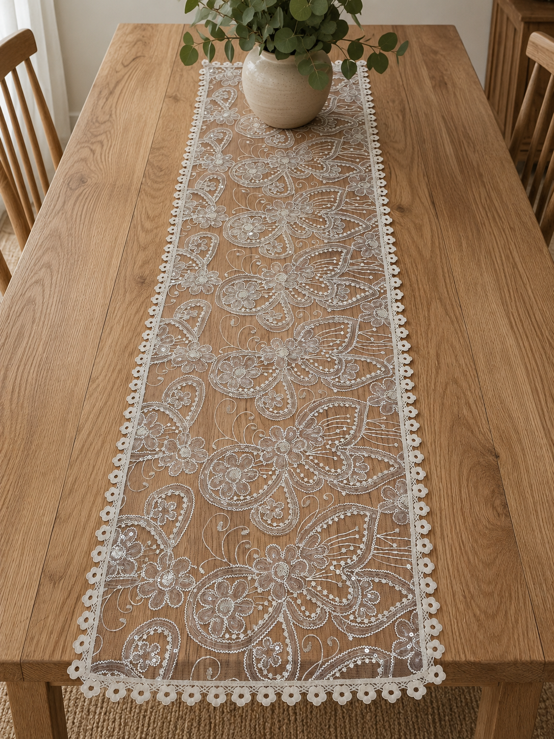 Sapphire Elegant Butterfly Pattern Decorative Table Runner
