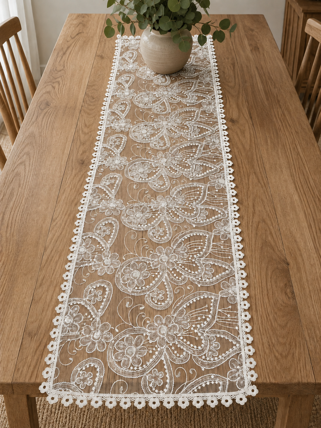 Sapphire Elegant Butterfly Pattern Decorative Table Runner