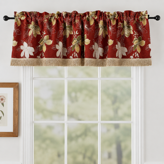 Violet Linen Chenille Boutique Vintage Floral Pattern Decorative Window Treatment Rod Pocket Curtain Straight Valance