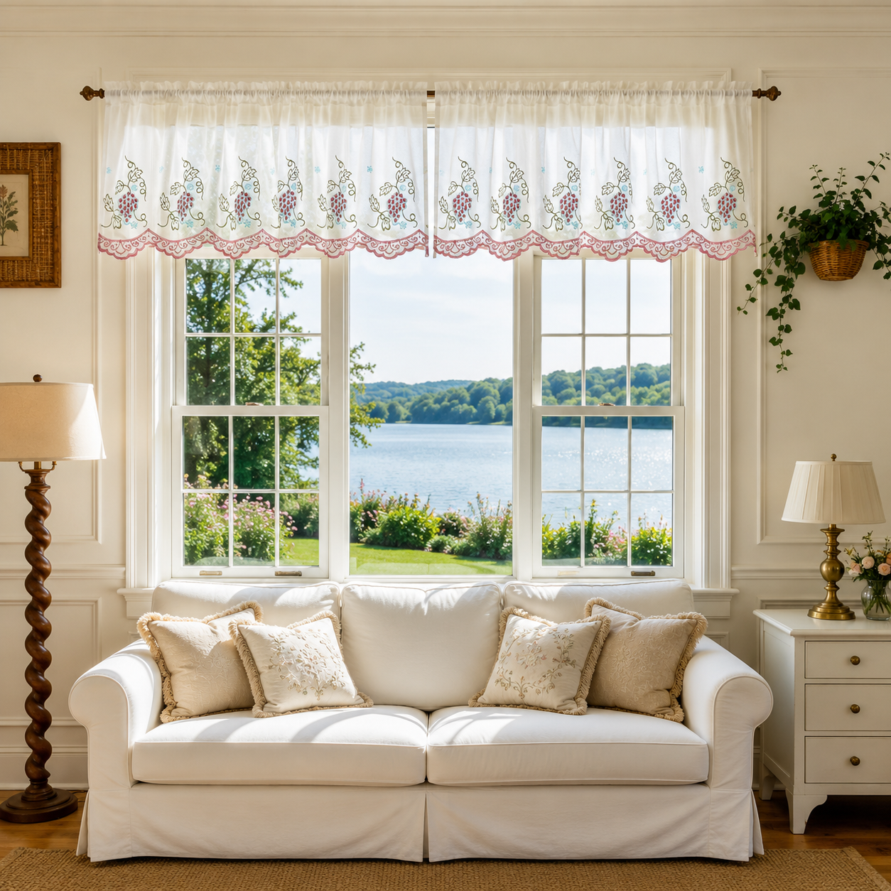 Violet Linen Cabernet Vinyard Grapes Pattern Decorative Window Treatment Rod Pocket Curtain Straight Valance