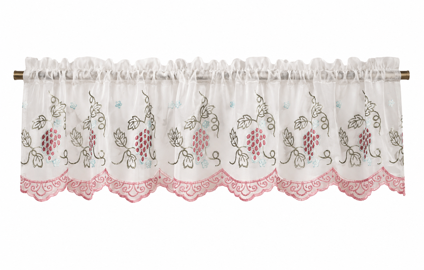 Violet Linen Cabernet Vinyard Grapes Pattern Decorative Window Treatment Rod Pocket Curtain Straight Valance