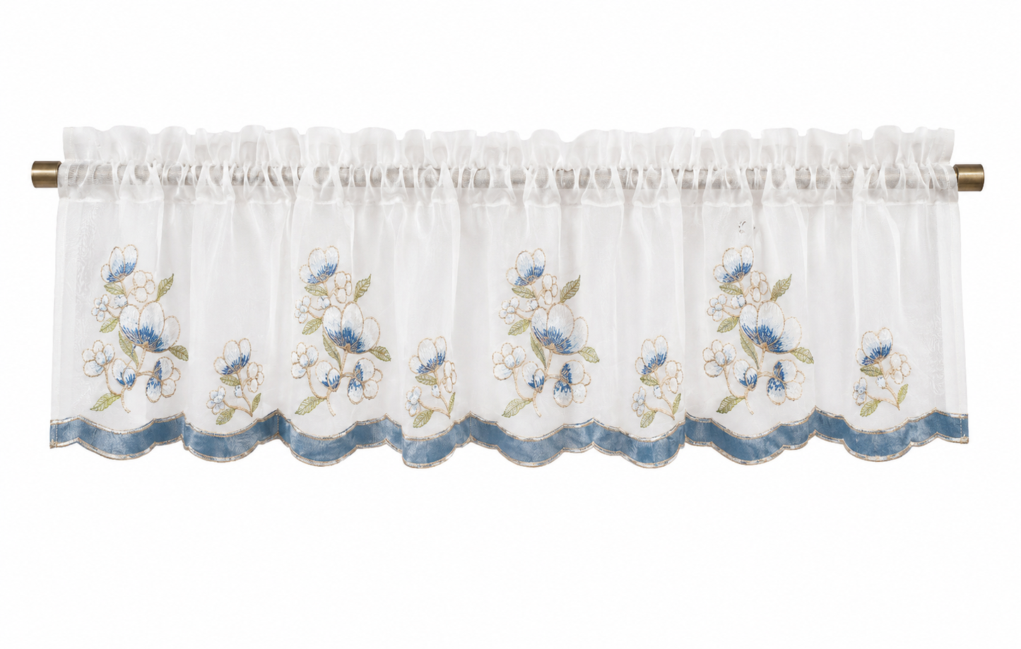 Violet Linen Orchid Blue Floral Pttern Decorative Window Treatment Rod Pocket Curtain Straight Valance