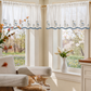 Violet Linen Orchid Blue Floral Pttern Decorative Window Treatment Rod Pocket Curtain Straight Valance