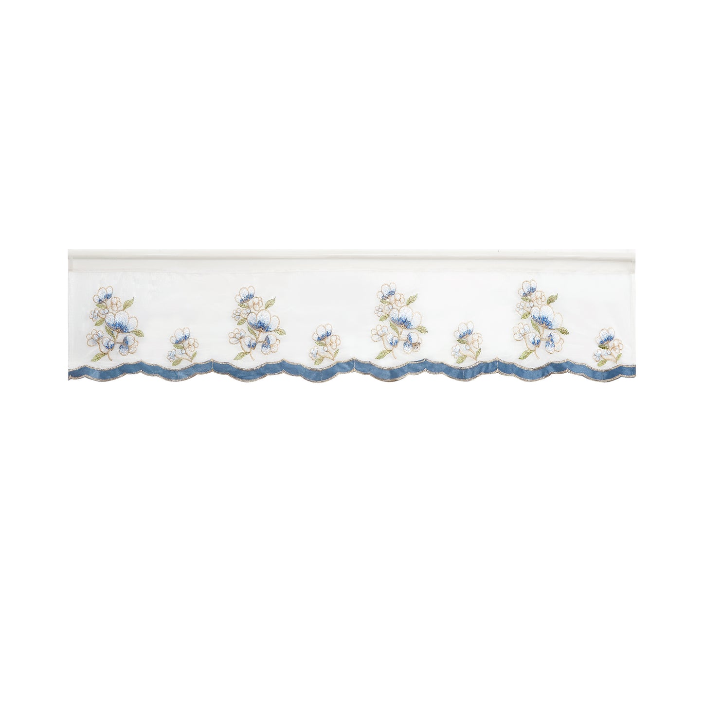 Violet Linen Orchid Blue Floral Pttern Decorative Window Treatment Rod Pocket Curtain Straight Valance