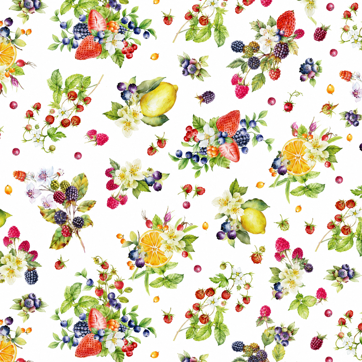 European Floral Botanical Berries Fruits Strawberry Pattern Tablecloths