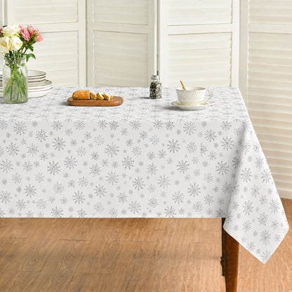 Seasonal Xmas Christmas Holiday European Stars Winter Snowflakes Solid White Pattern Tablecloths