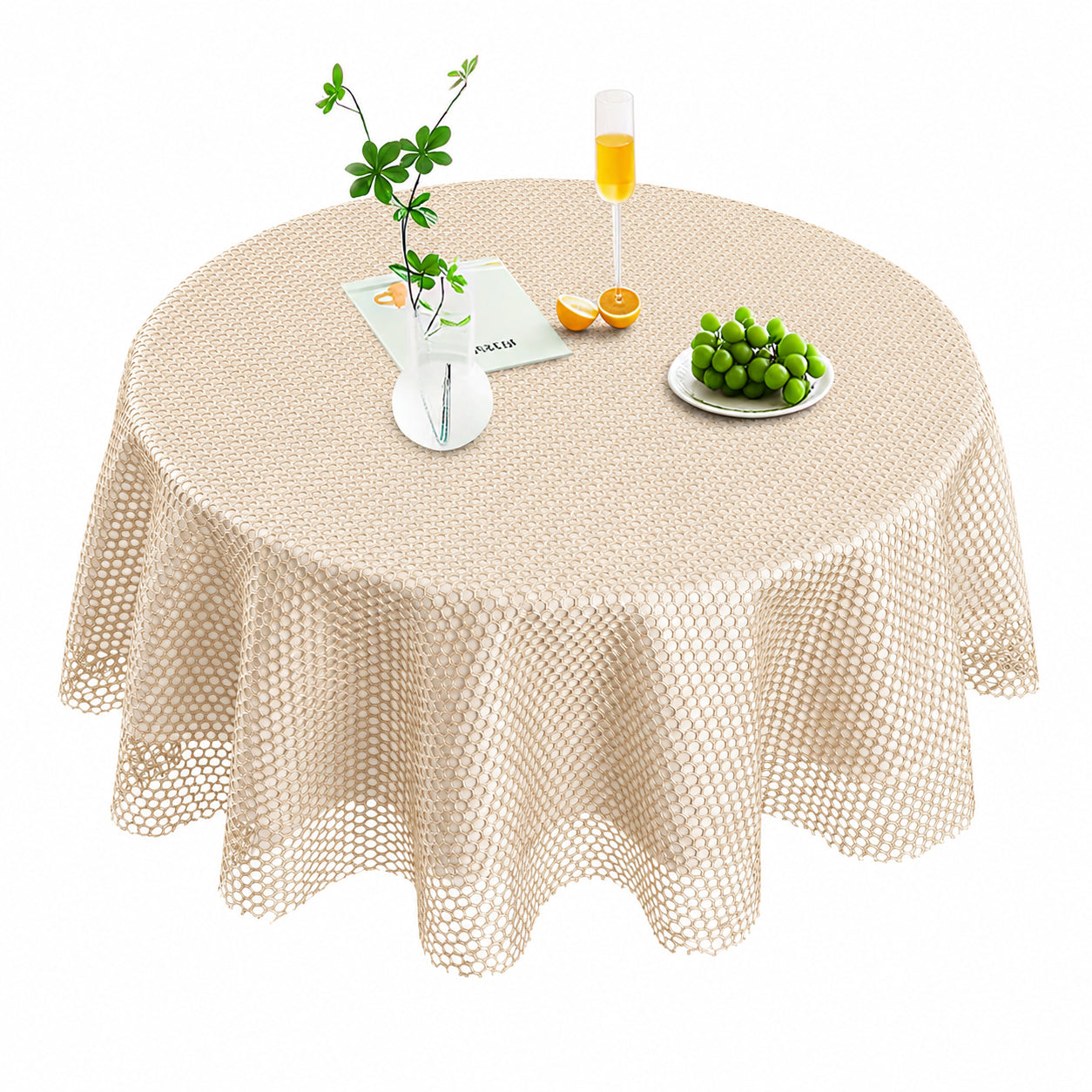 Violet Linen New Orleans Geometric Honeycomb Micro Waffle Lace Pattern Tablecloths