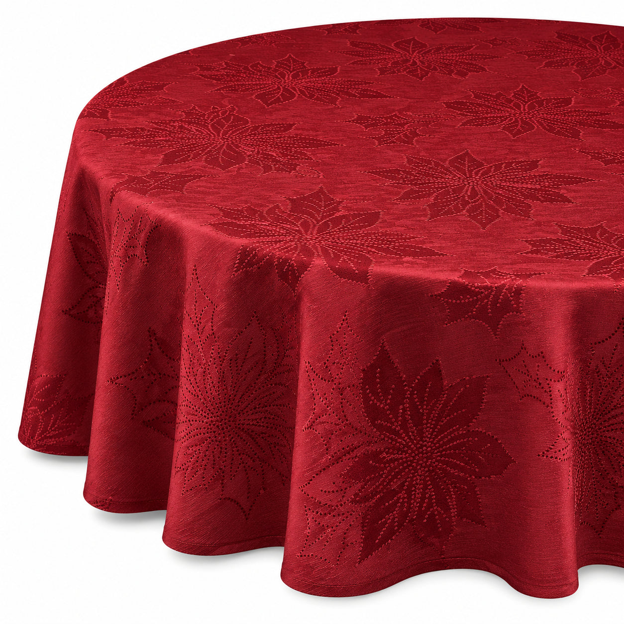 Violet Linen Seasonal Xmas Christmas Holiday Fleur Delis Poinsettia Leaf Pattern Tablecloths