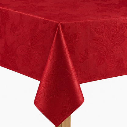 Violet Linen Seasonal Xmas Christmas Holiday Fleur Delis Poinsettia Leaf Pattern Tablecloths