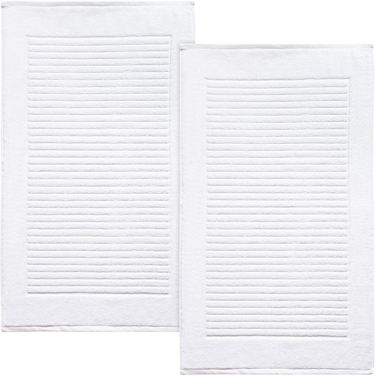 Violet Linen Ribbonette Ribbed Wavy Striped Pattern Bath Mats Set of Two