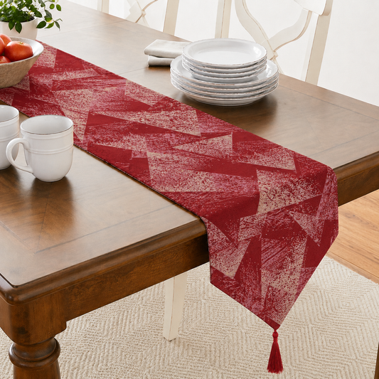 Violet Linen Pacifica Geometric Pattern Decorative Table Runner