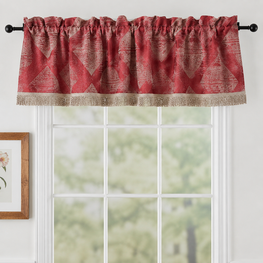 Violet Linen Pacifica Geometric Pattern Decorative Window Treatment Rod Pocket Curtain Straight Valance