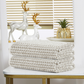 Violet Linen Versailles Herringbone Chevron Leaf Pattern Hand Towels Set of Two