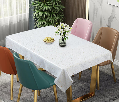 Violet Linen Silky Celestial Gold Stars Pattern Tablecloths