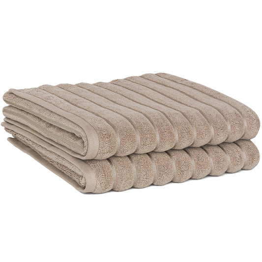 Violet Linen Ribbonette Ribbed Wavy Striped Pattern Bath Towels Set of Two