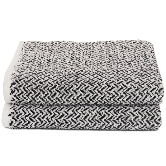 Violet Linen Chevron Abstract Geometric Pattern Bath Towels Set of Two