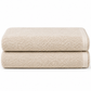 Violet Linen Exquisite Squisita Champagne Plush Terry Pattern Hand Towels Set of Two