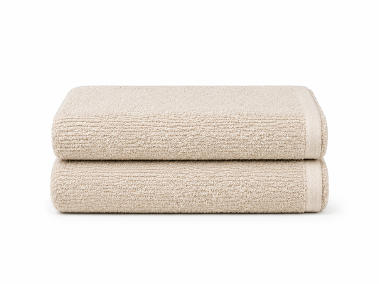 Violet Linen Exquisite Squisita Champagne Plush Terry Pattern Hand Towels Set of Two
