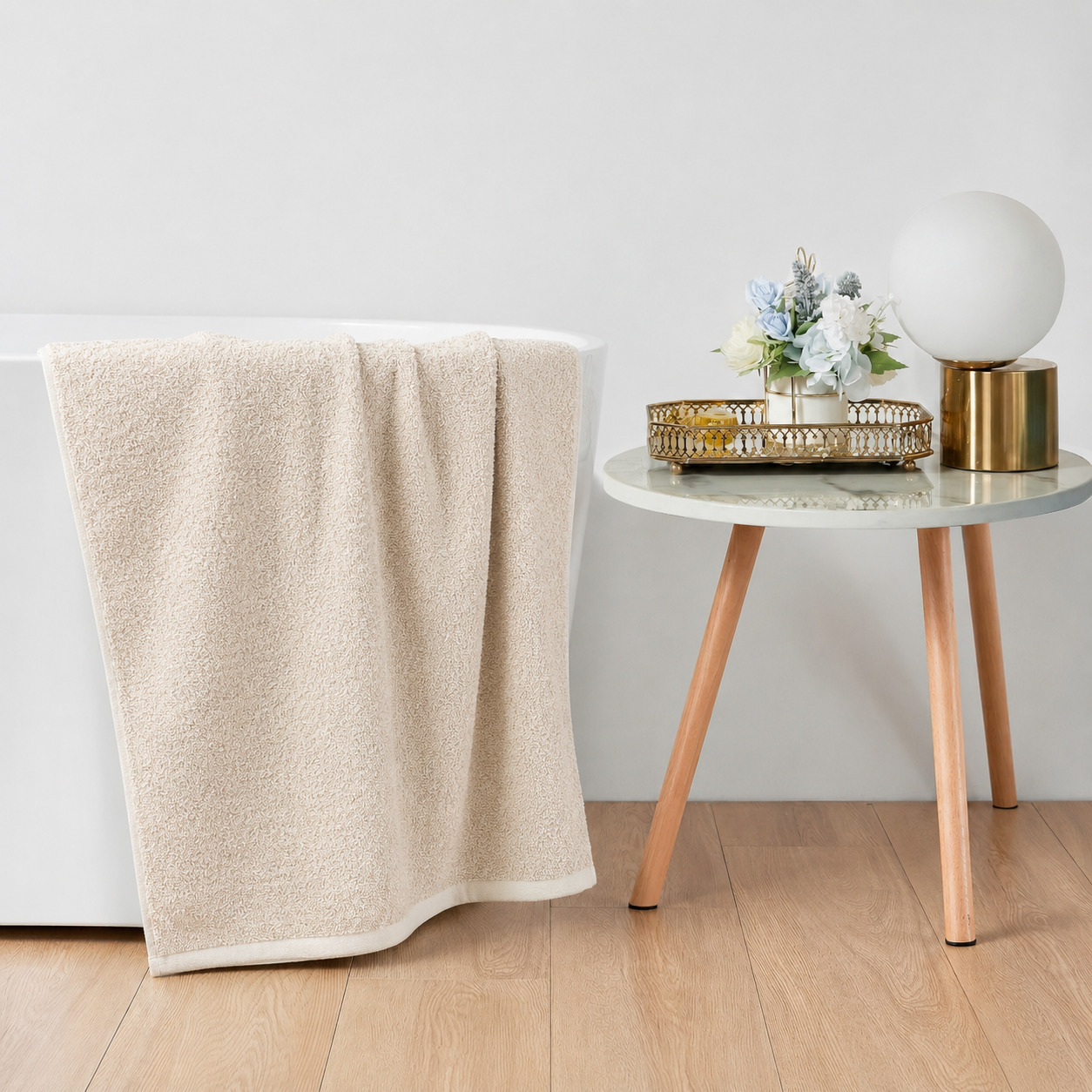 Violet Linen Exquisite Squisita Champagne Plush Terry Pattern Bath Towels Set of Two