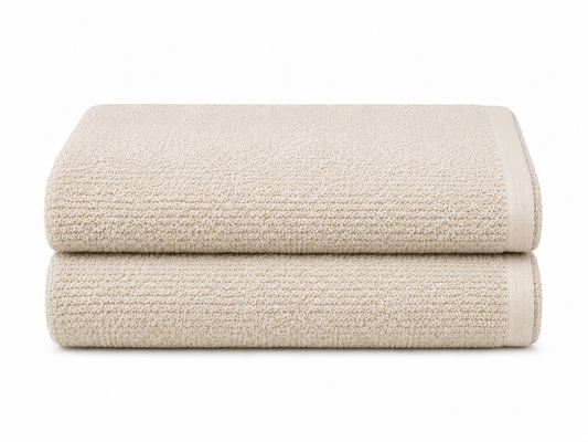 Violet Linen Exquisite Squisita Champagne Plush Terry Pattern Bath Towels Set of Two