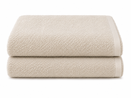 Violet Linen Exquisite Squisita Champagne Plush Terry Pattern Bath Towel Sheets Set of Two