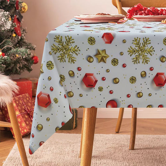 European Christmas Accents Stars, Snowflakes and Jewel Pattern Tablecloths