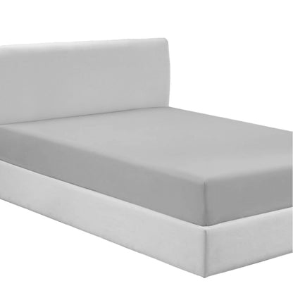 Violet Linen Premium Percale Fitted Sheet - Brushed Poly Cotton, Breathable, Extra Soft and Comfortable - Full, Silver