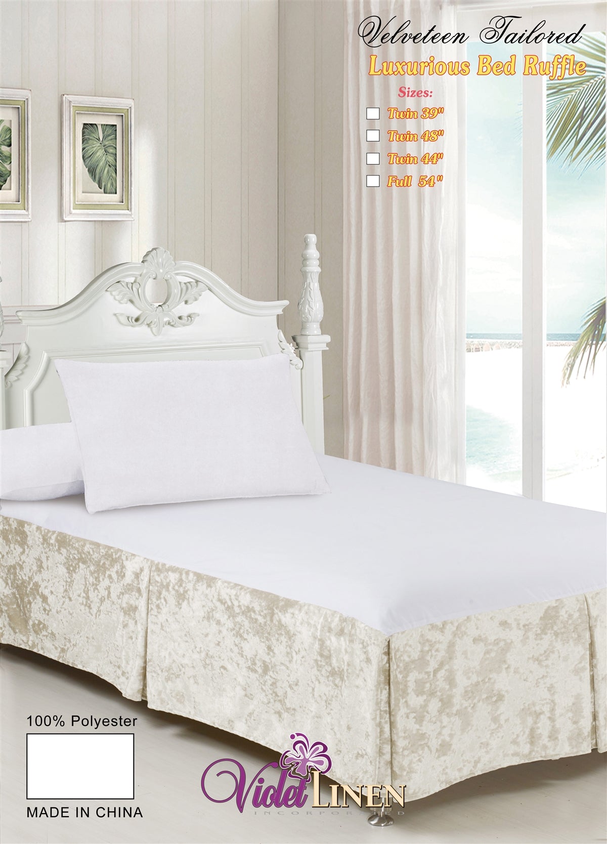 Violet Linen Velveteen Tailored, Luxury Ultra Soft Polyester Solid Microfiber Luxury Hotel Quality Fabric, Taupe, Twin 39-inch, Luxurious, Bedding Bed Skirt for One Bed