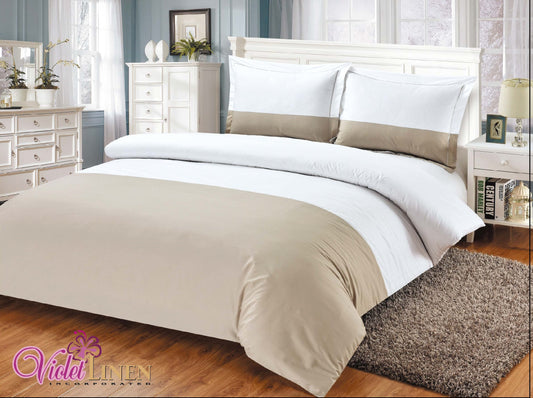 Violet Linen French Sateen Hotel Pattern, Luxury Ultra Soft 300 Thread Count - Cotton Sateen, Black, Twin 39-inch, 8 Piece Duvet Set, Bedding Duvet Cover Set for Two Beds