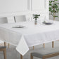 Violet Linen European Novelties Ribbed Striped Pattern, Polyester Woven Jacquard, Dining Room, Party Banquet and Holiday, White, Rectangular Tablecloths
