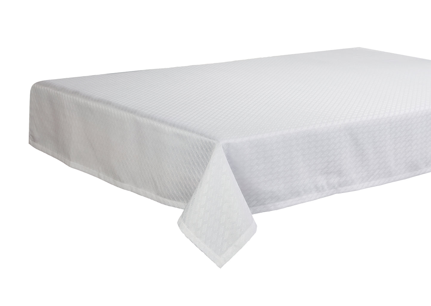 Violet Linen European Novelties Ribbed Striped Pattern, Polyester Woven Jacquard, Dining Room, Party Banquet and Holiday, White, Rectangular Tablecloths