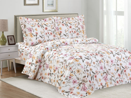 French Vintage White Bloom Flower Pattern Bedding Duvet Cover Set